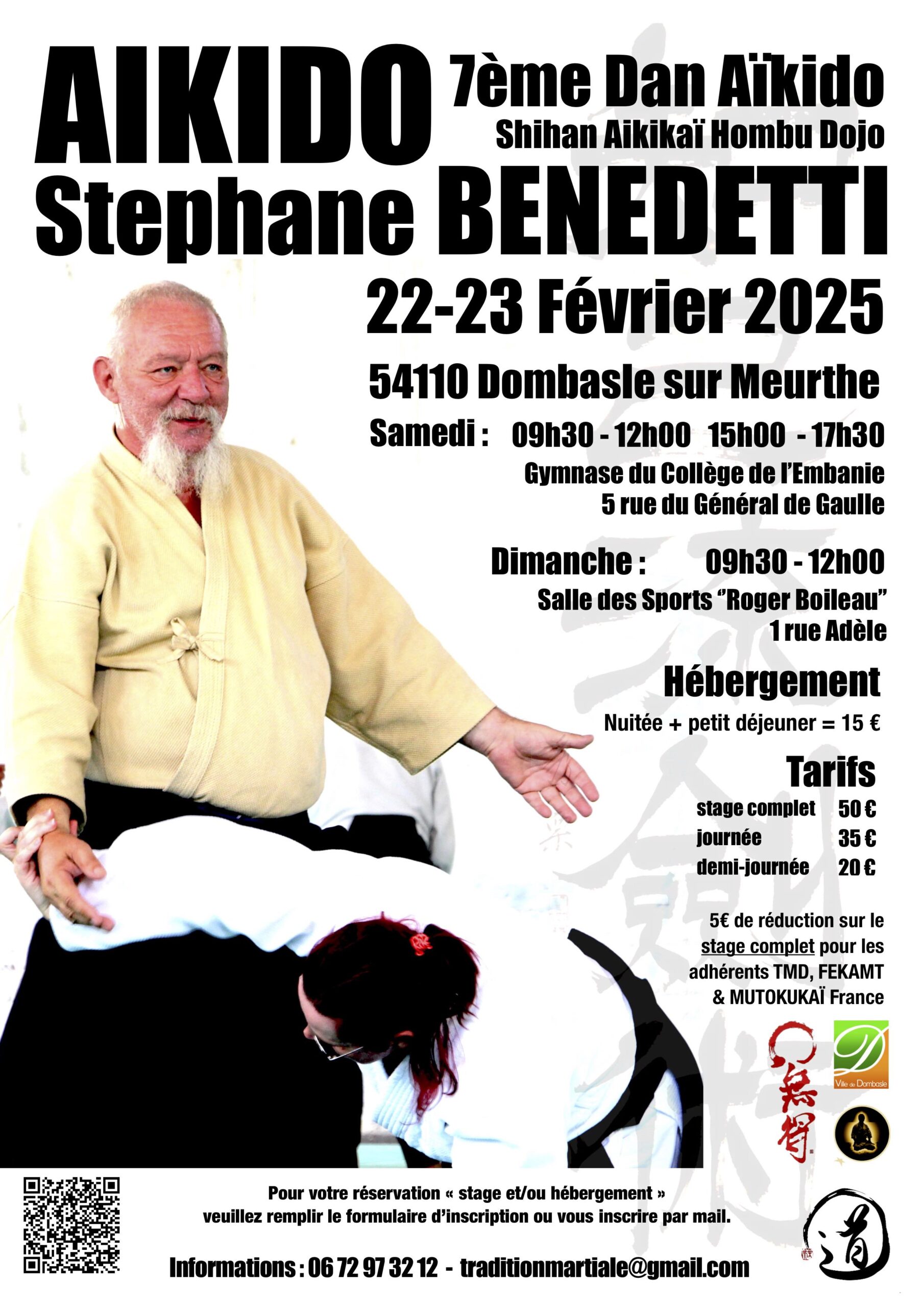 Stage d'Aïkido à Dombasle-sur-Meurthe animé par Stéphane Benedetti Shihan les 22 et 23 Février 2025